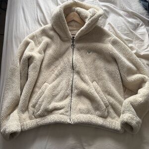 Abercrombie & Fitch Cream Sherpa Jacket with A&F Logo